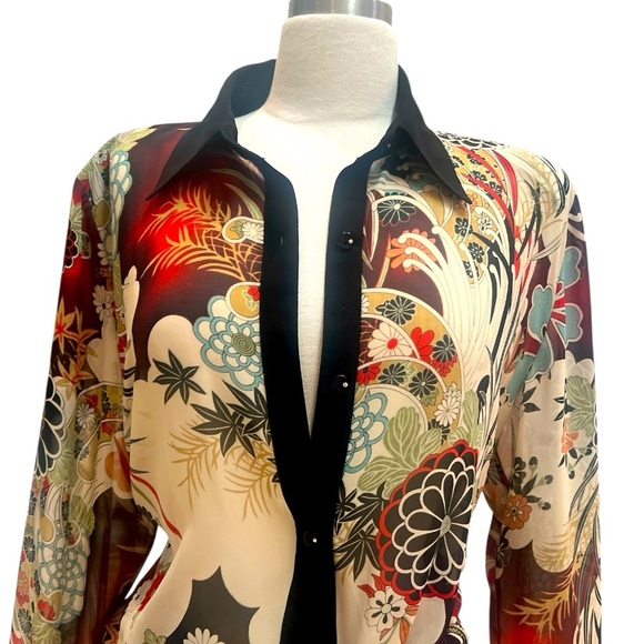 Floral Print Women's Sheer Blouse - Picture 2 of 6